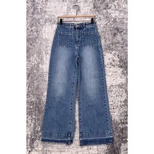 Rollas Jeans 27 Womens High Rise Wide Leg Raw Hem Denim